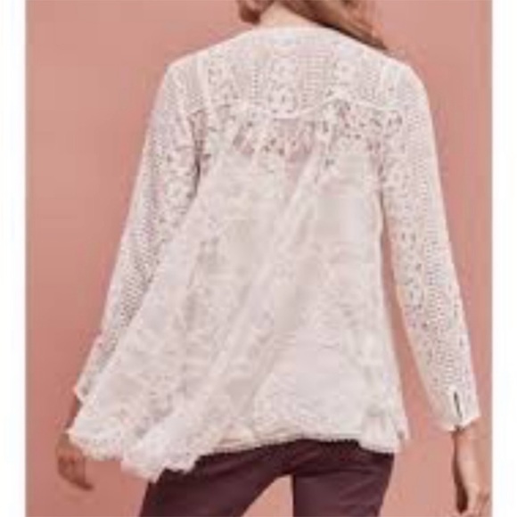 Floreat for Anthropologie Ivory Lacy Tunic Swing Top 8 - Picture 2 of 12